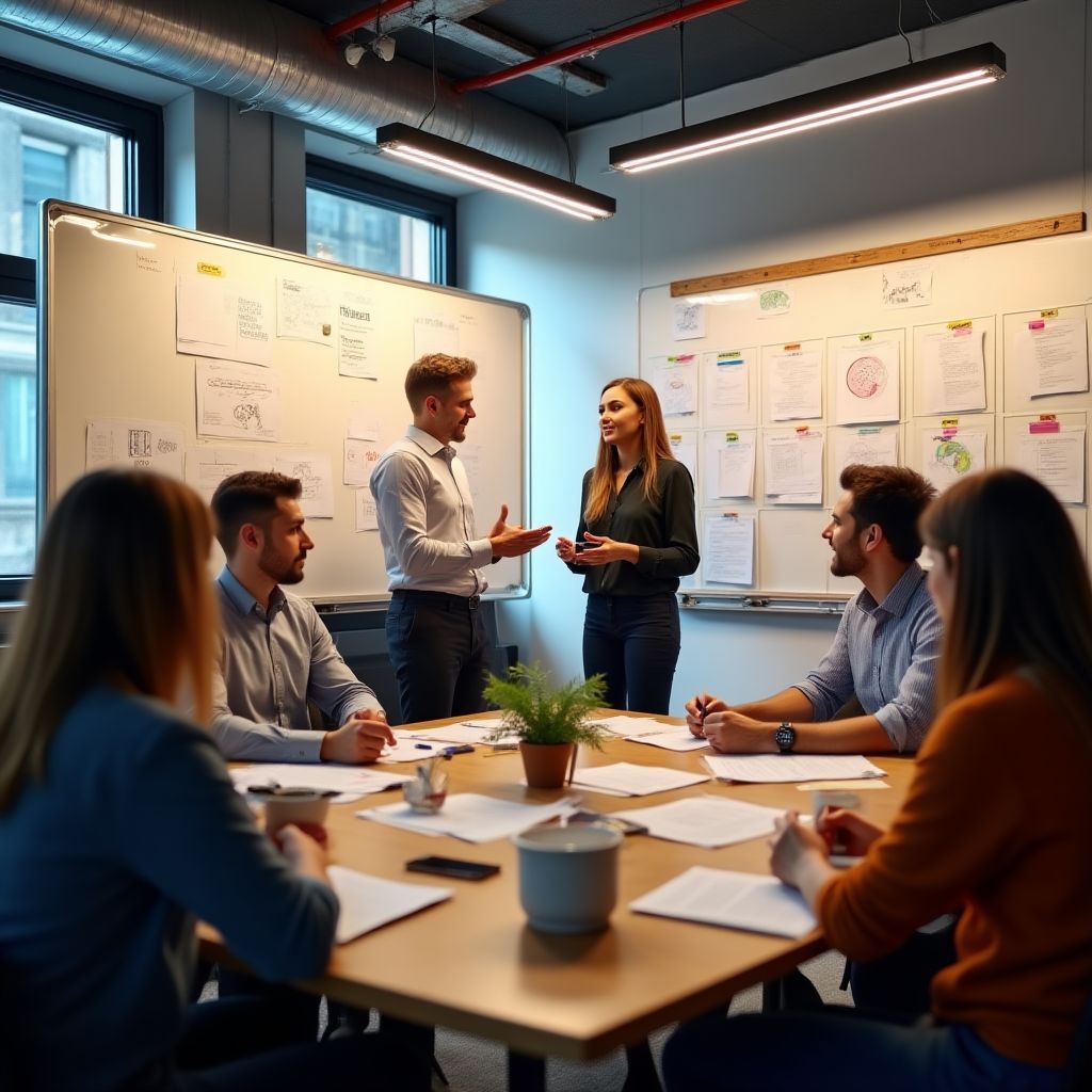 Équipe en brainstorming créatif